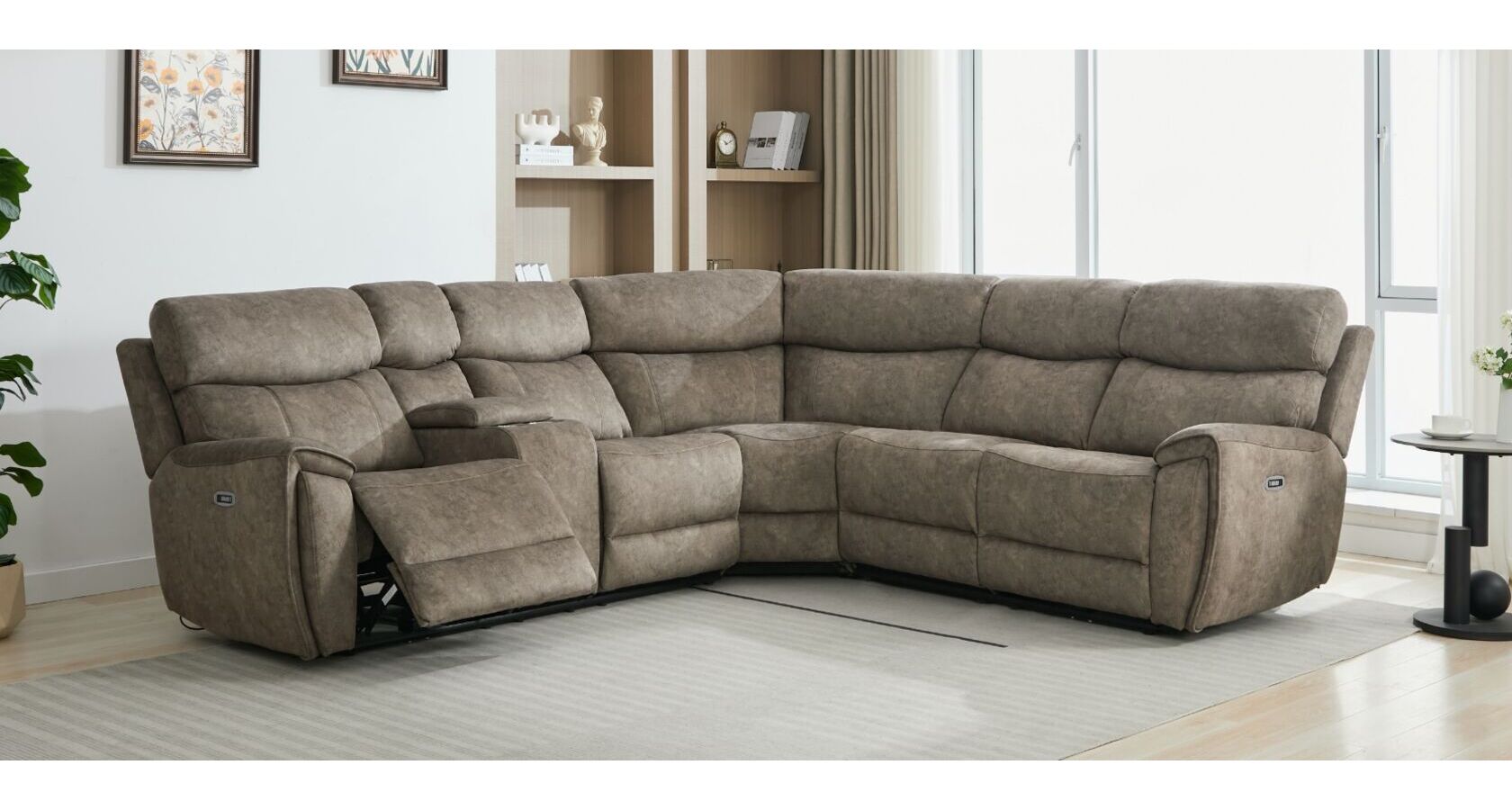 Comfortable Dino Corner Reclining Cinema Sofa Mink Fabric, 2C2