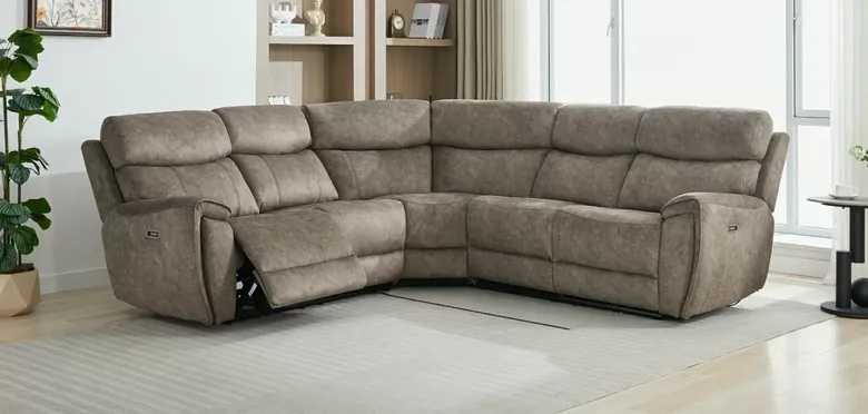 Dino Corner Reclining Sofa Group Mink Fabric 2+C+2
