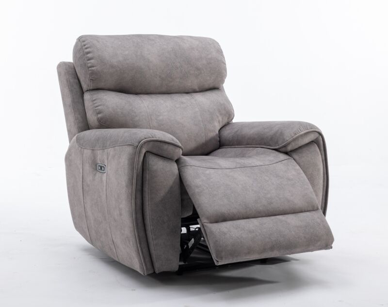 Product photograph of Dino Electric Reclining Cinema Console Armchair Silver Fabric from Designer Sofas 4U