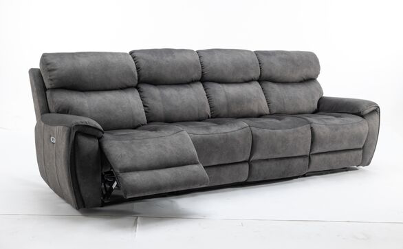 Dino Reclining 4 Seater Fabric Sofa Black