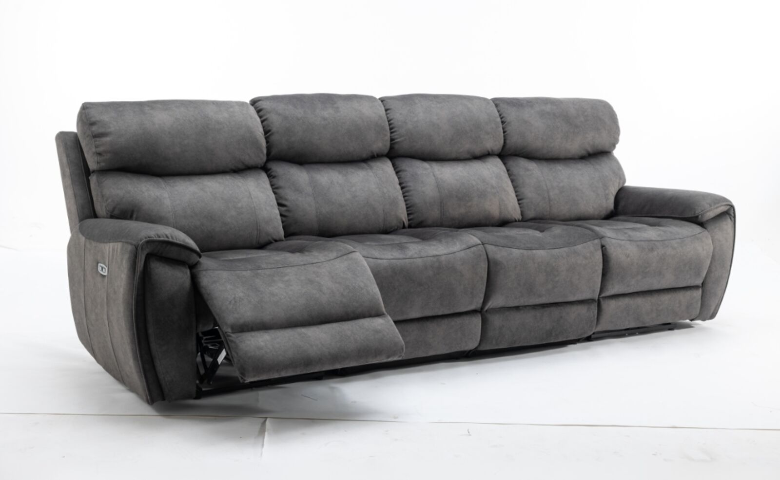 Product photograph of Dino 4 Seater Electric Reclining Cinema Sofa Black Fabric from Designer Sofas 4U