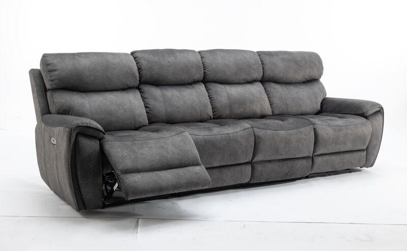 Product photograph of Dino 4 Seater Electric Reclining Cinema Console Sofa Black Fabric from Designer Sofas 4U