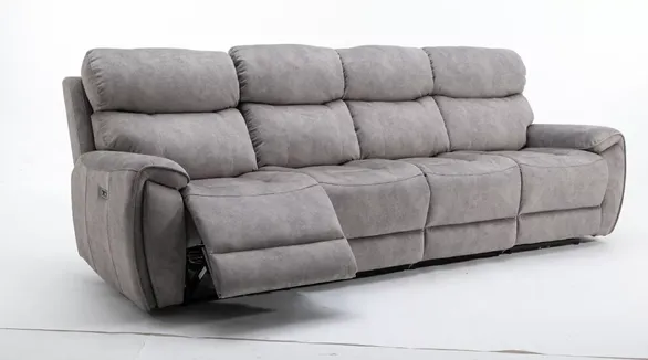 Dino Reclining 4 Seater Fabric Sofa Silver