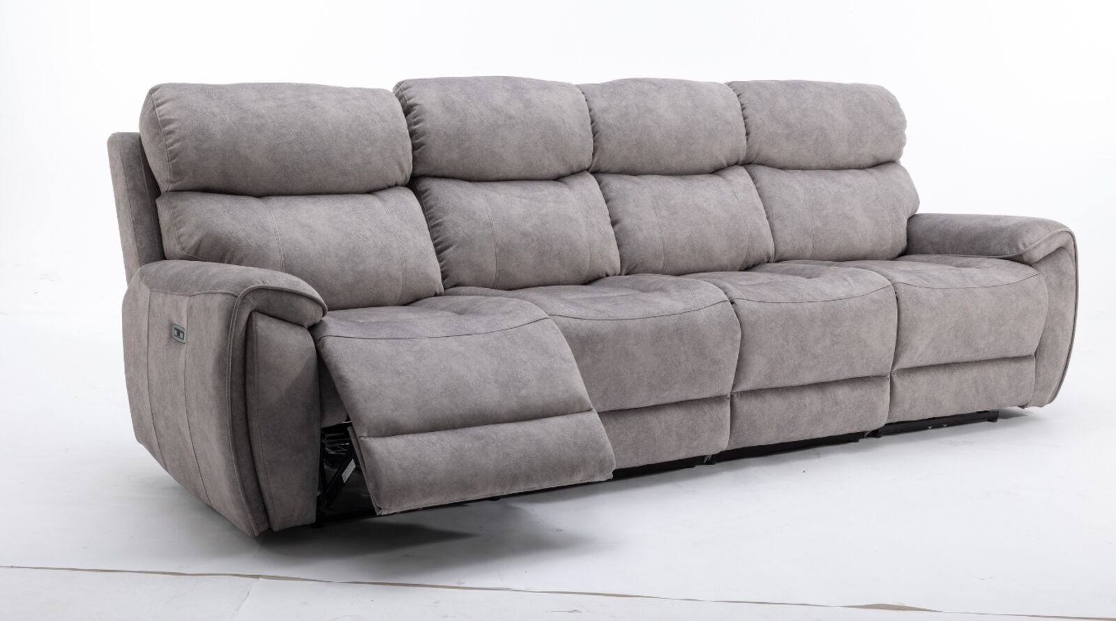 Product photograph of Dino 4 Seater Electric Reclining Cinema Sofa Silver Fabric from Designer Sofas 4U