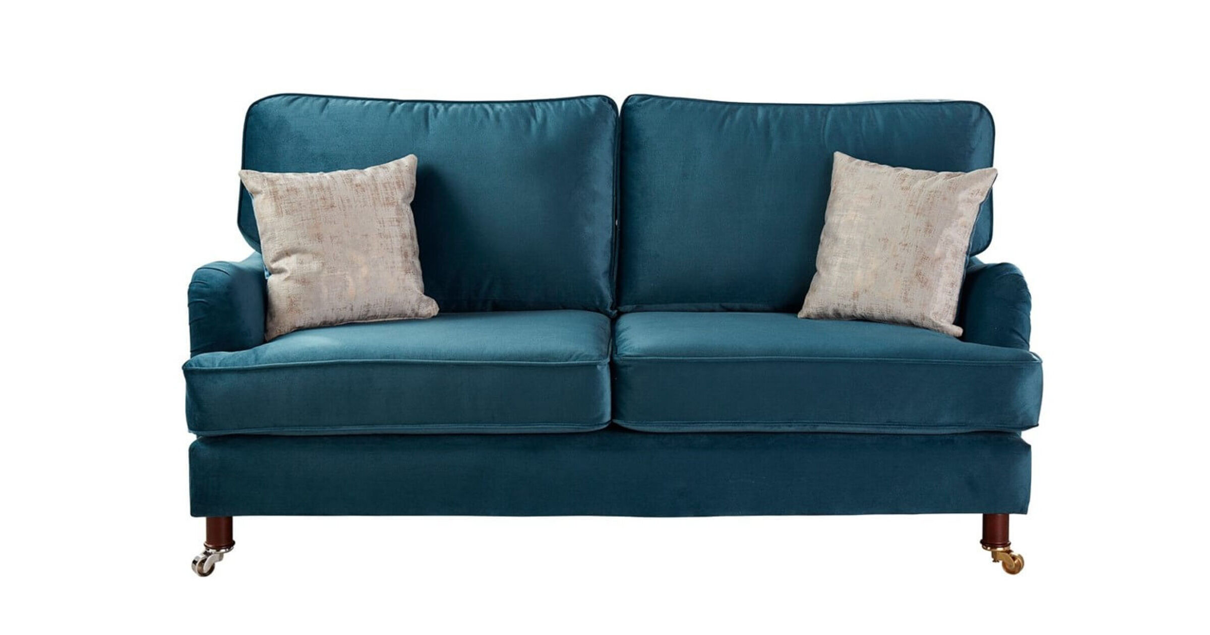 Grace 3 Seater Fabric Sofa Settee In Malta Peacock Velvet Designer