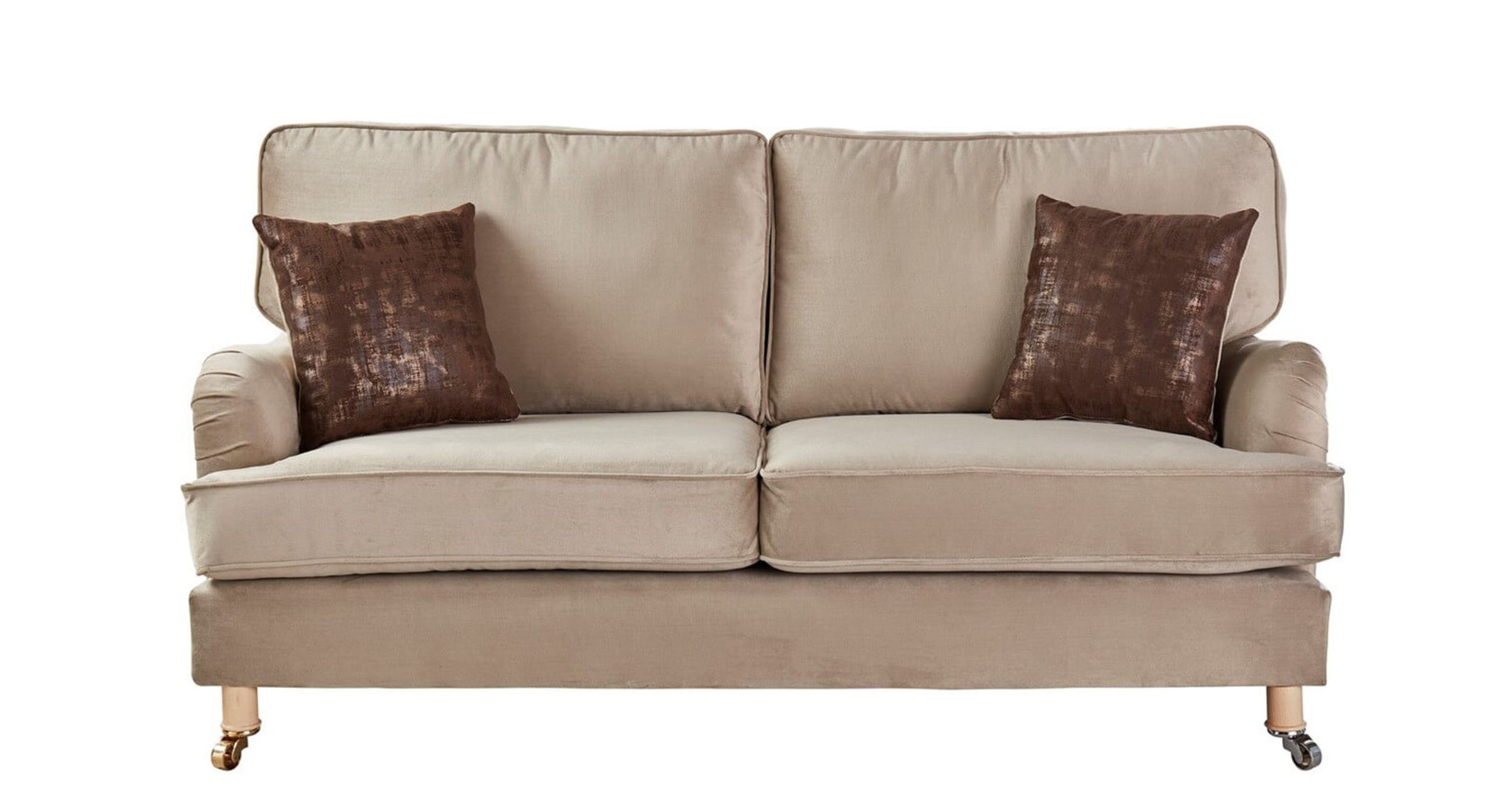 Grace 3 Seater Fabric Sofa Settee In Malta Putty Velvet Designer Sofas4u