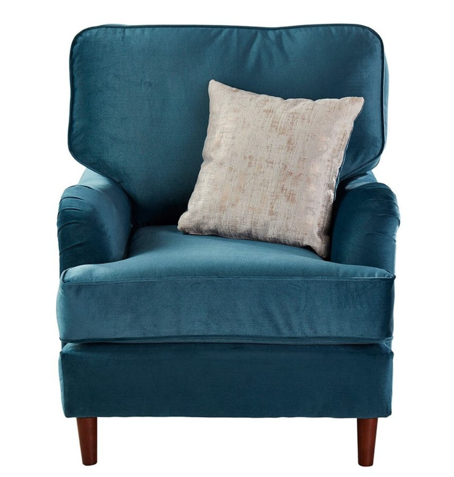 Product photograph of Grace 1 Seater Fabric Armchair In Malta Peacock Velvet from Designer Sofas 4U