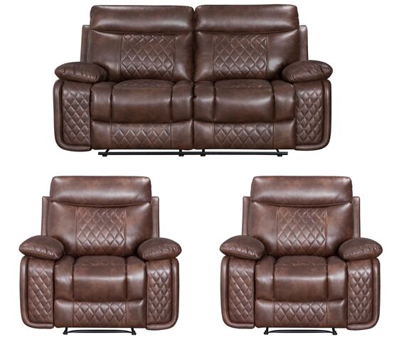 Hampton 2+1+1 Seater Reclining Sofa Suite Tan Air Leather