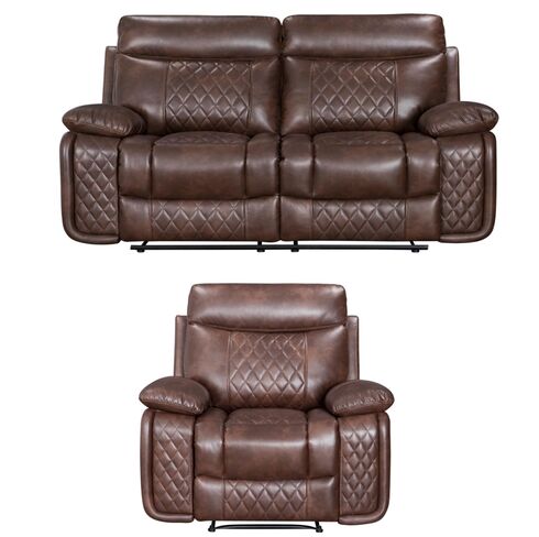 Hampton 2+1 Seater Reclining Sofa Suite Tan Air Leather