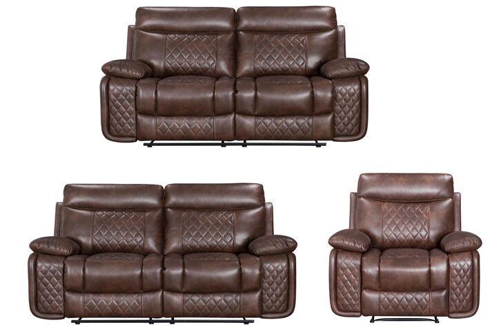 Hampton 2+2+1 Seater Reclining Sofa Suite Tan Air Leather