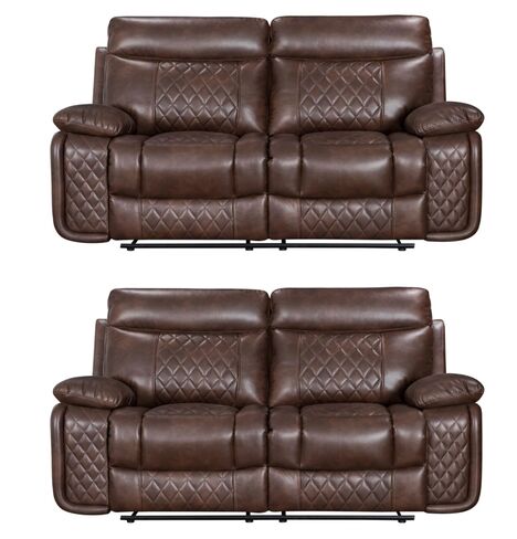 Hampton 2+2 Seater Reclining Sofa Suite Tan Air Leather