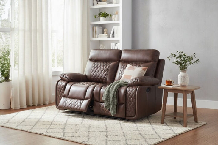 Hampton 2 Seater Reclining Sofa Tan Air Leather