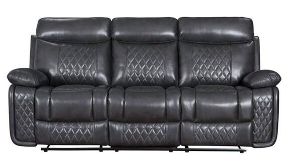 Hampton Reclining 3 Seater Sofa Charcoal Grey Leather