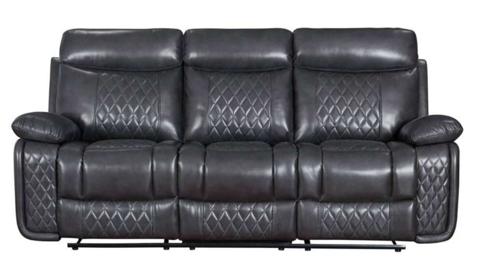 Product photograph of Hampton 3 Seater Reclining Sofa Charcoal Grey Leather from Designer Sofas 4U