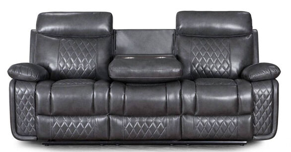 Hampton Reclining 3 Seater Sofa Charcoal Grey Leather 2