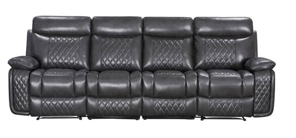 Hampton Reclining 4 Seater Sofa Charcoal Grey Leather