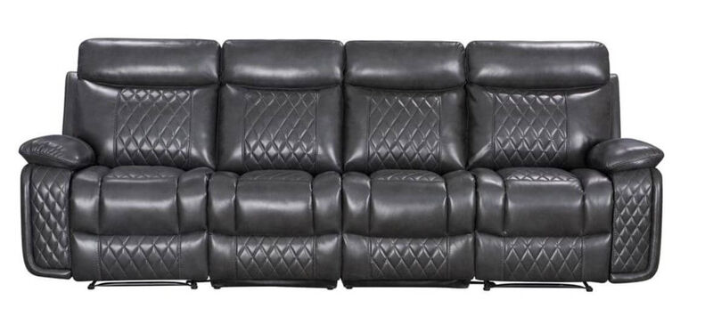 Product photograph of Hampton 4 Seater Reclining Cinema Sofa Charcoal Grey Leather from Designer Sofas 4U