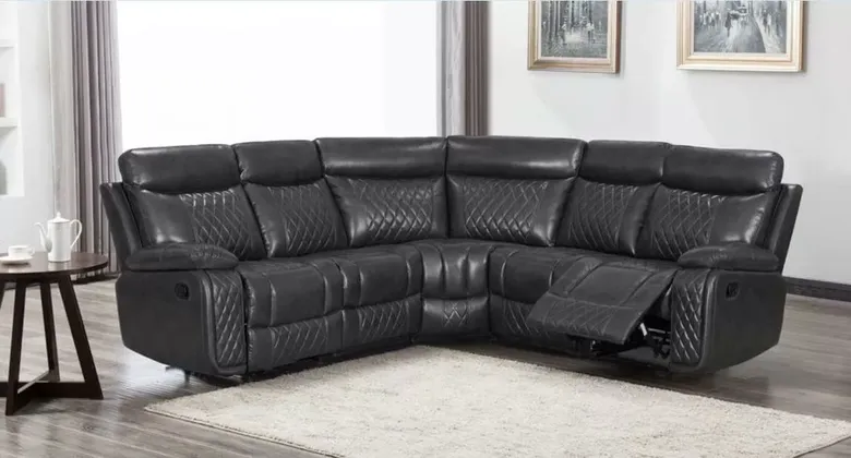 SPECIAL OFFER Hampton Reclining Corner Group Sofa 2+C+2 Charcoal Grey Air Leather