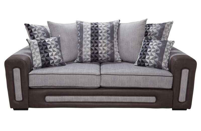 Product photograph of Helena 3 Seater Fabric Sofa Settee In Westbury Silver from Designer Sofas 4U