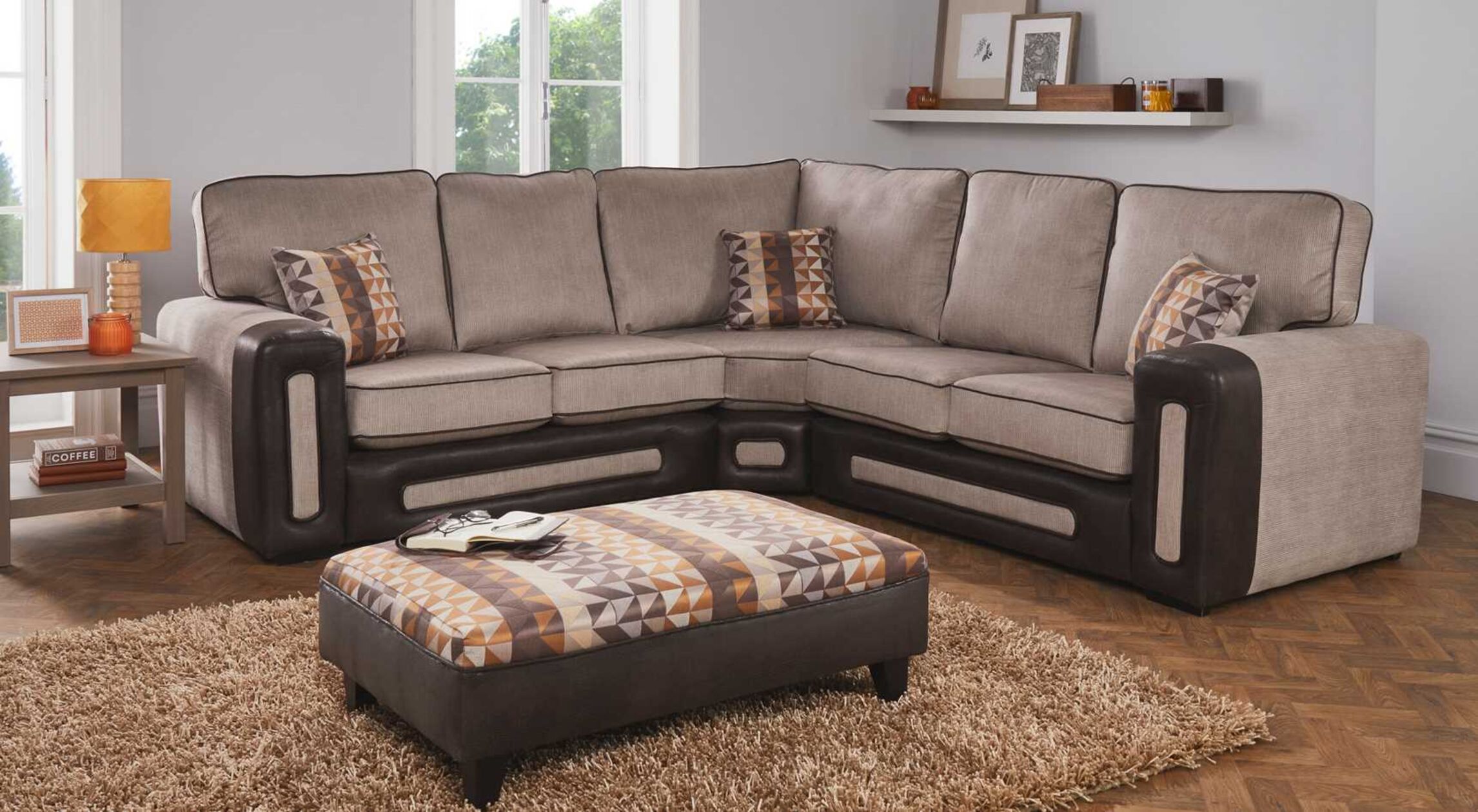 Taupe Delight Helena L Shape Fabric Corner Sofa