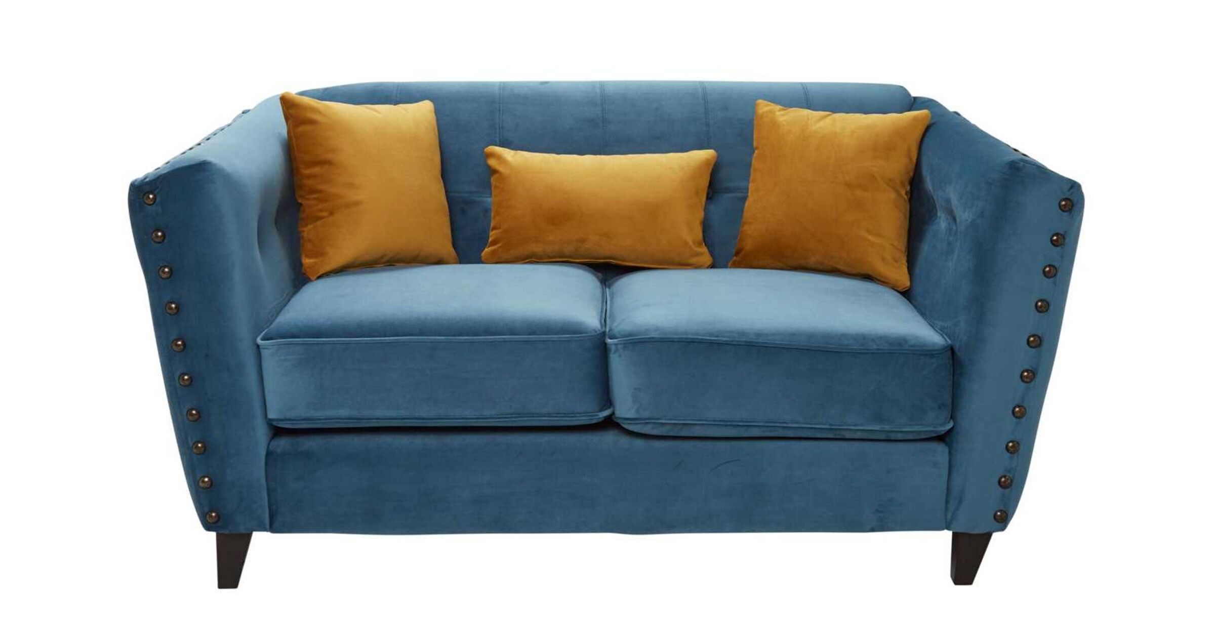 Indira 2 Seater Fabric Sofa Settee In Malta Peacock Velvet Designer