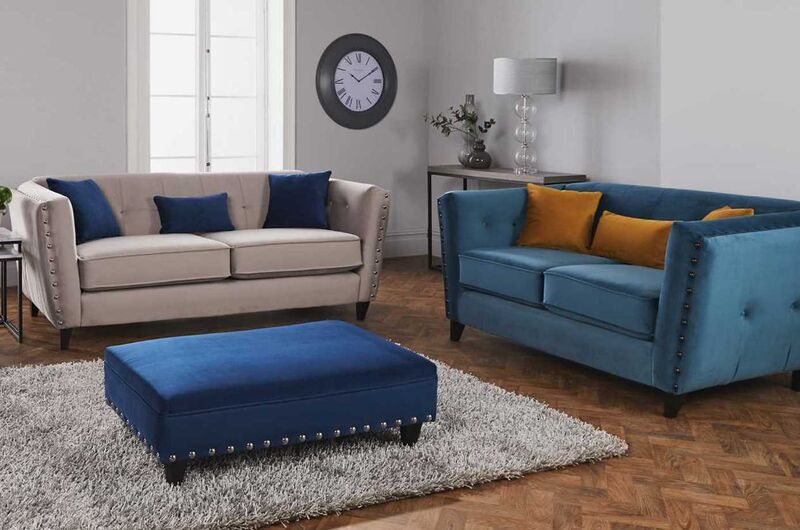 Product photograph of Indira 3 2 Seater Fabric Sofa Settee In Malta Velvet from Designer Sofas 4U