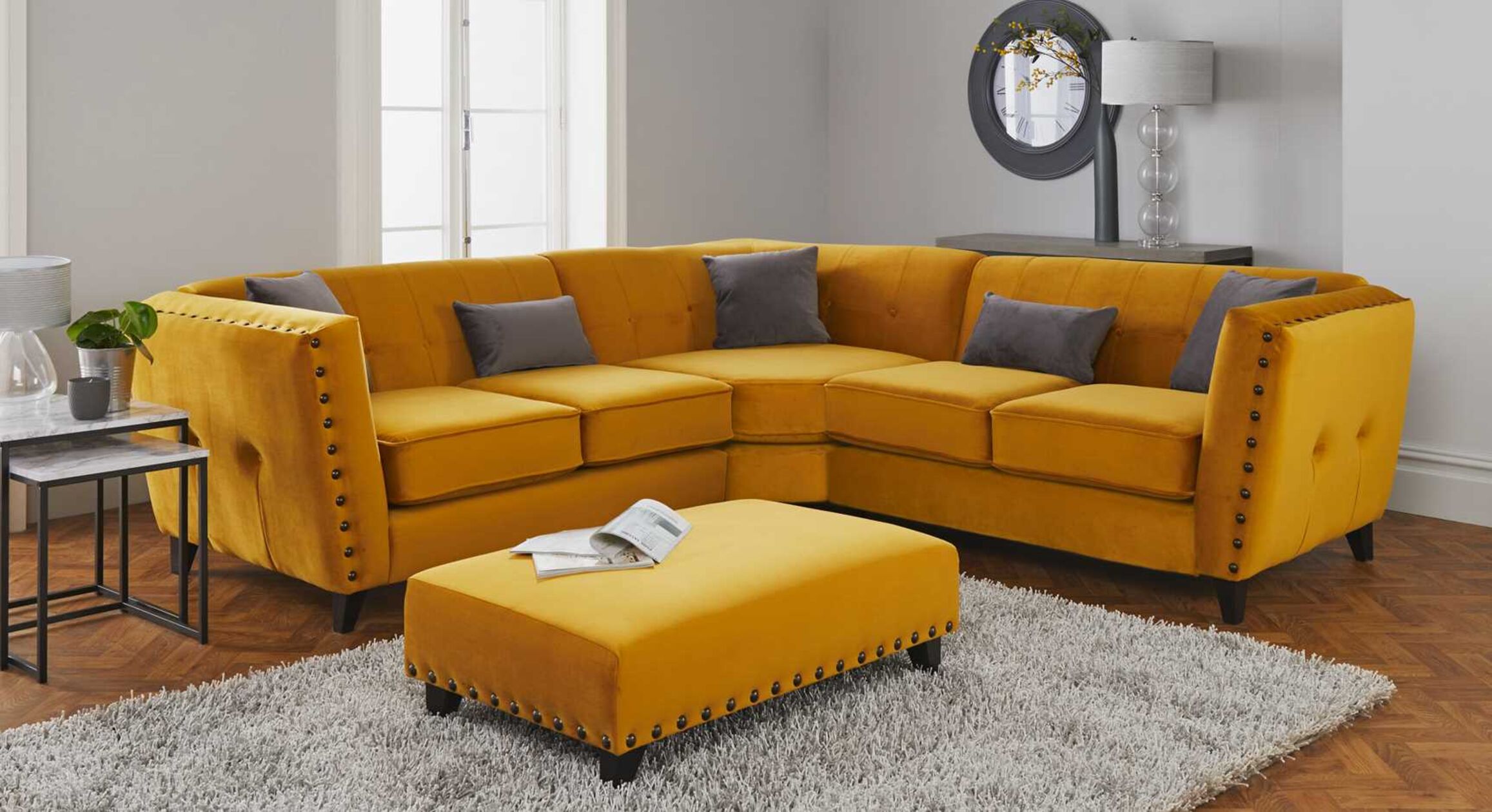 Indira Fabric Corner Sofa Suite In Malta Velvet Designer Sofas4u