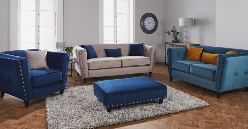 Product photograph of Indira 3 2 1 Seater Fabric Sofa Settee In Malta Velvet from Designer Sofas 4U