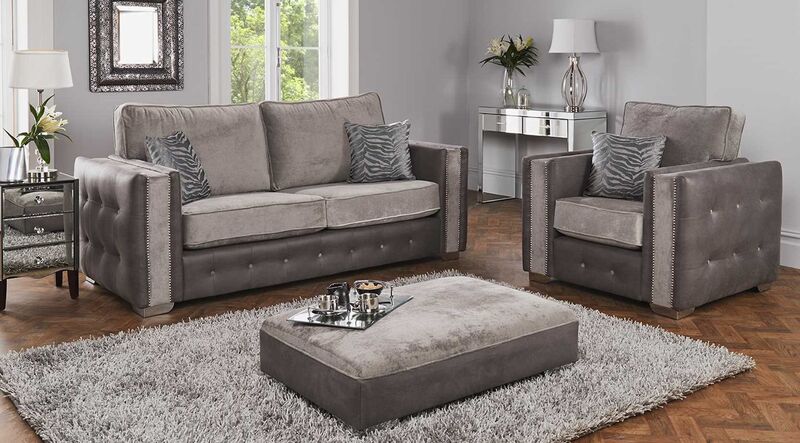 Product photograph of Isabella 3 1 Seater Fabric Sofa Suite In Kensington Grey from Designer Sofas 4U