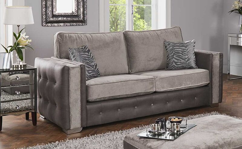 Product photograph of Isabella 3 Seater Fabric Sofa Settee In Kensington Grey from Designer Sofas 4U