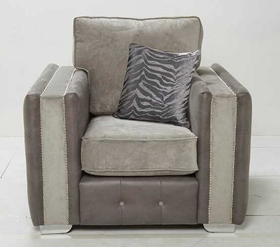 Isabella 1 Seater Fabric Armchair In Kensington Grey