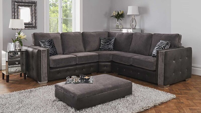 Product photograph of Isabella Fabric Corner Sofa Suite In Kensington Charcoal from Designer Sofas 4U