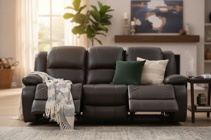 Kansas 3 Seater Reclining Sofa Brown Leather