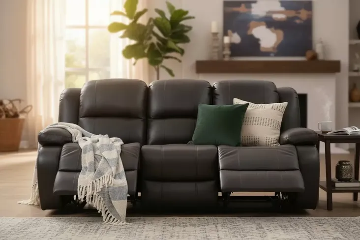Kansas 3 Seater Reclining Sofa Brown Leather