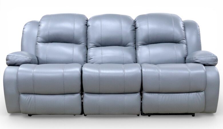 Kansas 3 Seater Reclining Sofa Grey Leather