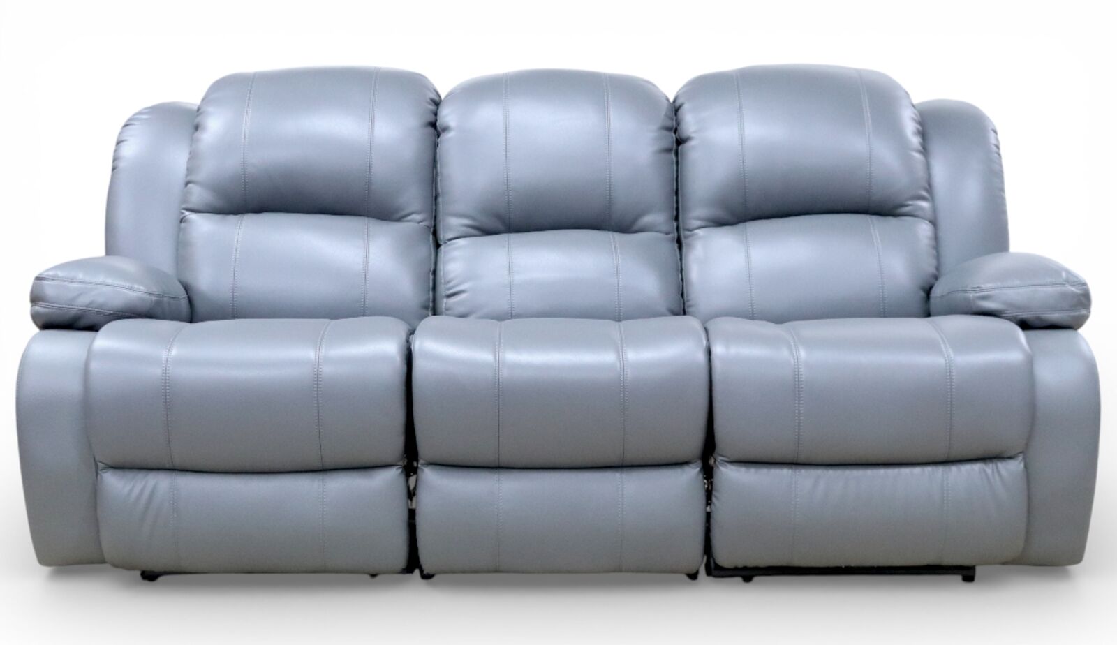 Kansas 3 Seater Reclining Sofa Grey Leather