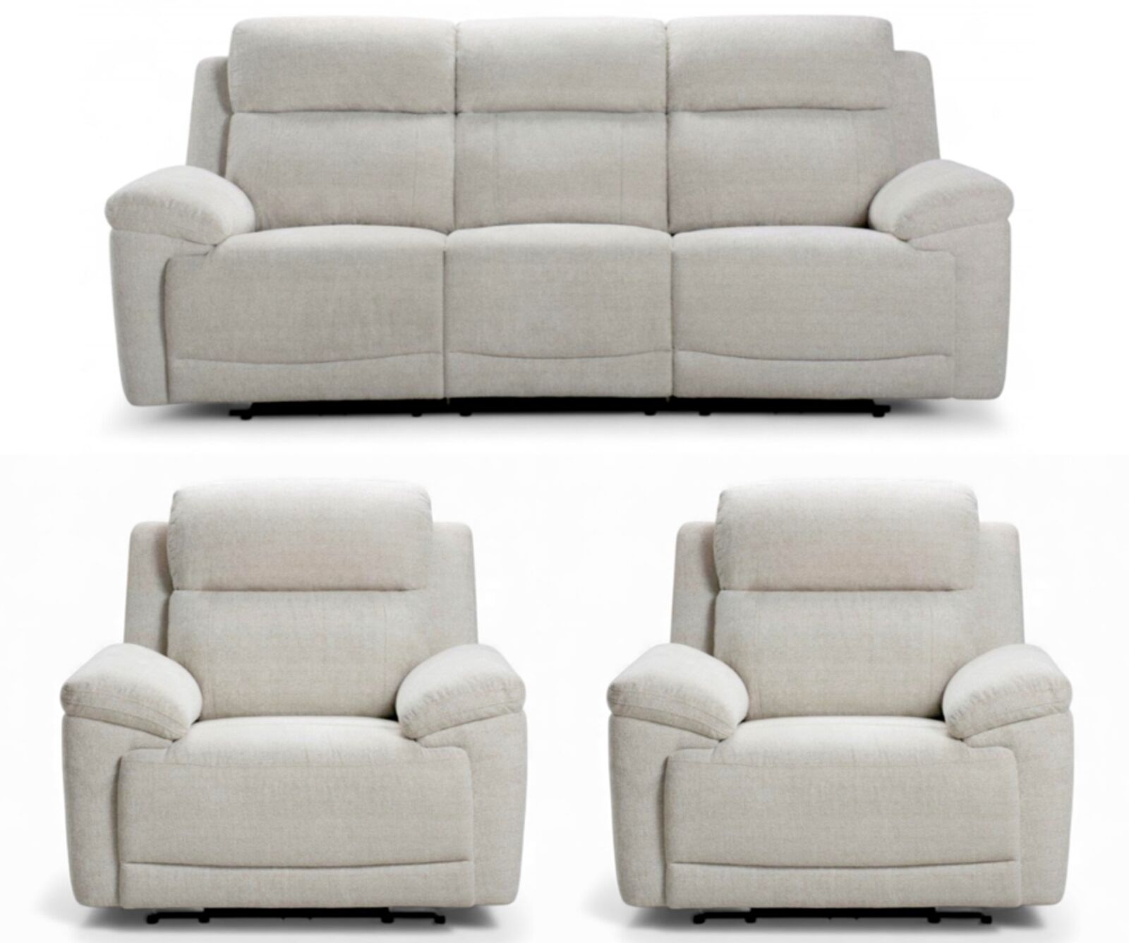 Leon 3+1+1 Electric Reclining Cinema Sofa Suite Cream Fabric