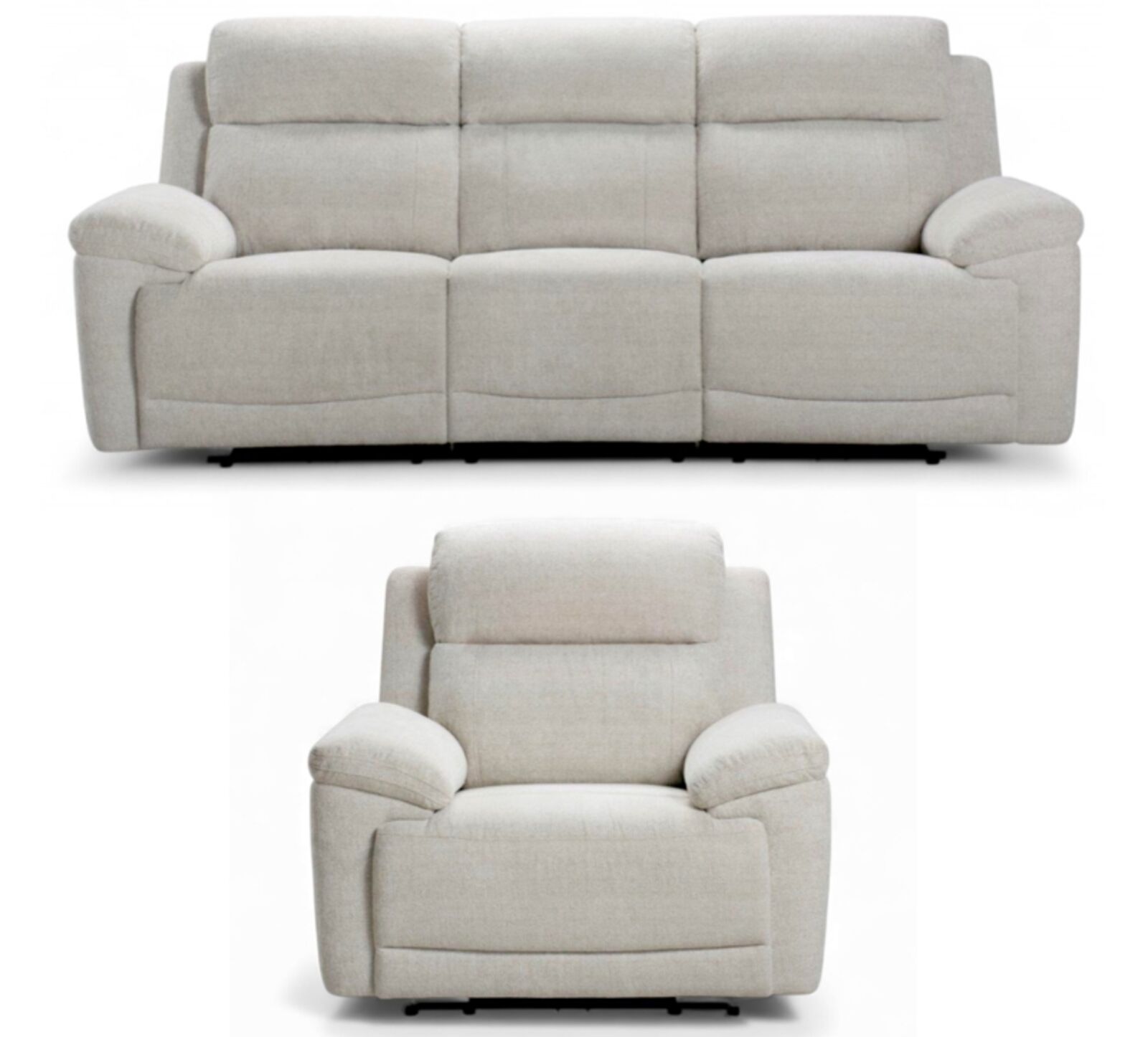 Leon 3+1 Electric Reclining Cinema Sofa Suite Cream Fabric