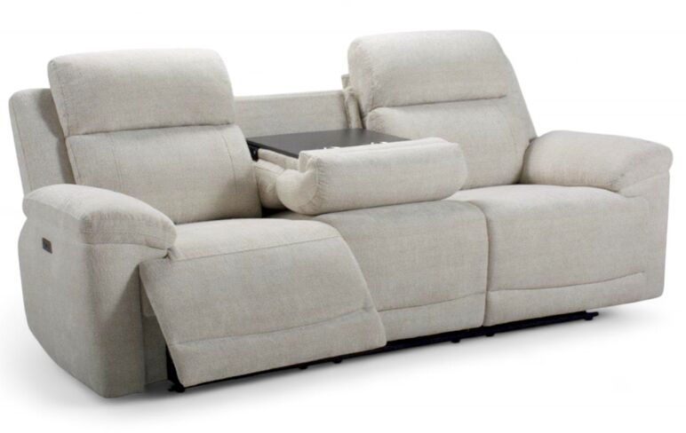 Leon 3 Seater Electric Reclining Cinema Sofa Cream Fabric