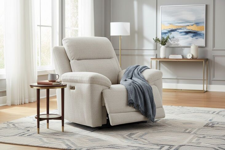 Leon Electric Reclining Armchair Cream Fabric