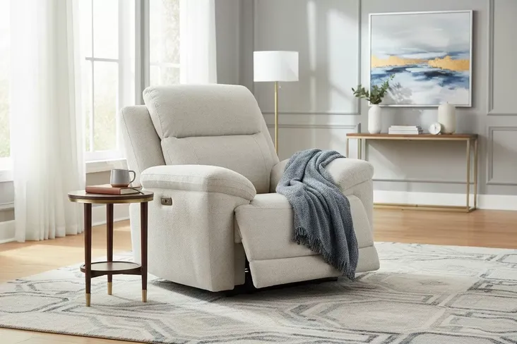 Leon Electric Reclining Armchair Cream Fabric
