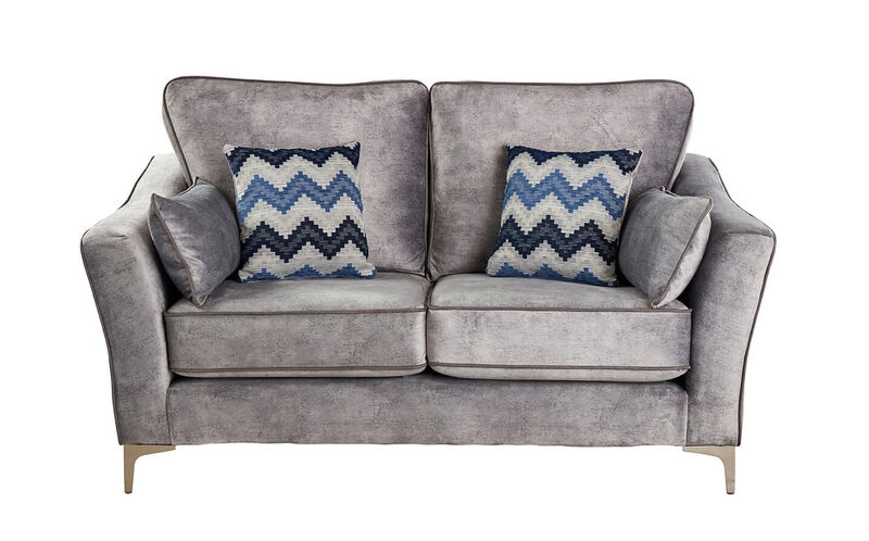 Product photograph of Louise 2 Seater Fabric Sofa Settee In Marble Platinum from Designer Sofas 4U