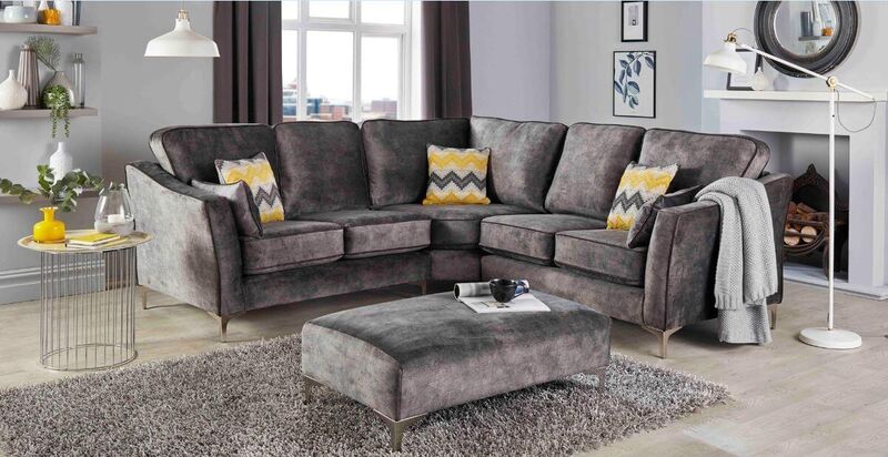 Product photograph of Louise Fabric Corner Sofa Suite In Marble Steel Stock from Designer Sofas 4U