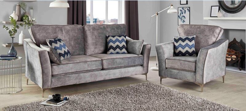 Product photograph of Louise 3 1 1 Fabric Sofa Suite In Marble Platinum from Designer Sofas 4U