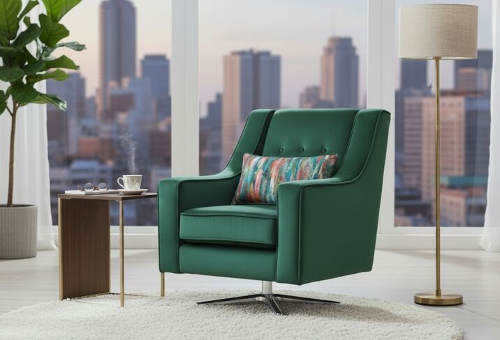 Lucy Modern Velvet Swivel Accent Chair Plush Emerald Green