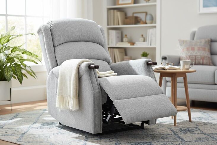 Mabel Rise And Recline Mobility Armchair Ash Grey Fabric