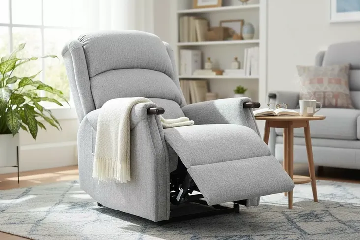 Mabel Rise And Recline Mobility Armchair Ash Grey Fabric