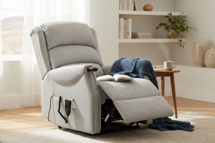 Mabel Rise And Recline Mobility Armchair Ash Grey Fabric