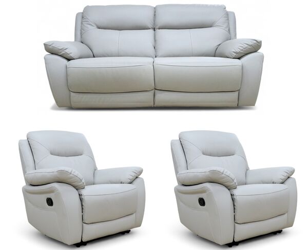 Manhattan 2+1+1 Reclining Sofa Suite Italian Putty Leather