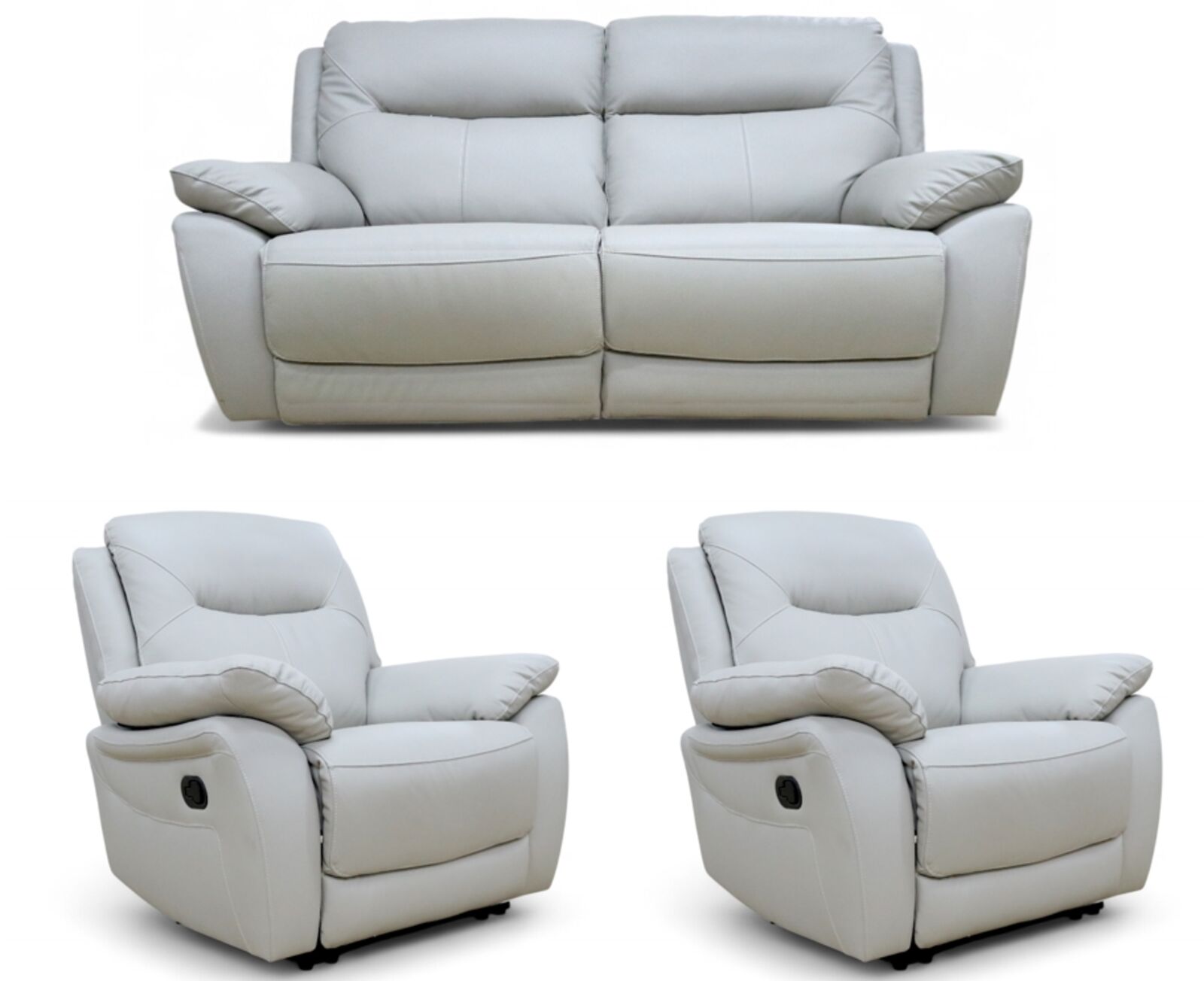 Manhattan 2+1+1 Reclining Sofa Suite Italian Putty Leather thumbnail